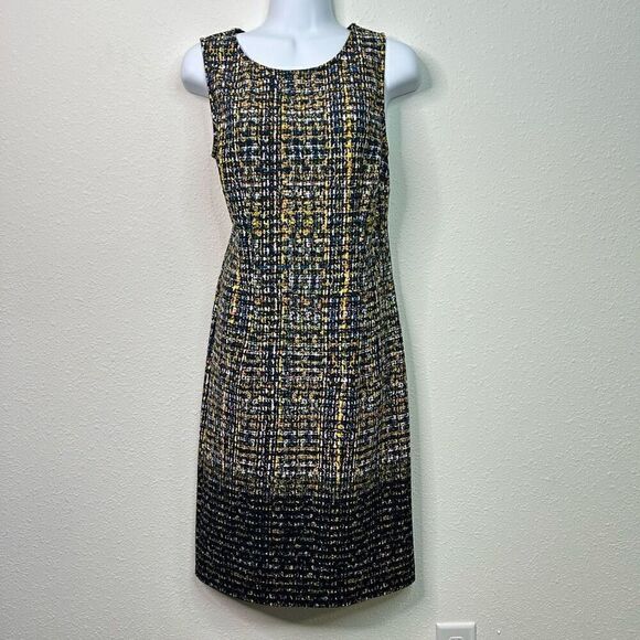 Joseph Ribkoff Multicolor Artsy Sleeveless Scoop Neck Sheath Dress Size 10 US - Picture 1 of 13